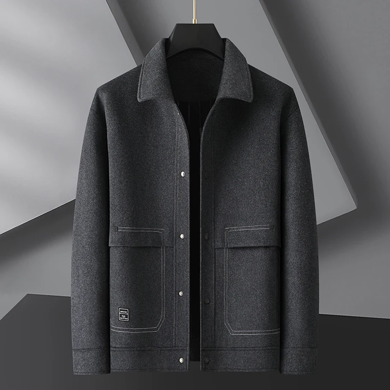 

Man High Quality Plus Size Jacket Winter New Thicken Lapel Button Design Long-Sleeved Coat Leisure Loose Warm Fashion Men's Tops
