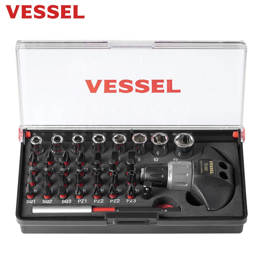 VESSEL S-12C 39 PCS Ratchet Screwdriver Set Magnetic Screw Driver Multifunction Screwdrivers with Multifunctional kit