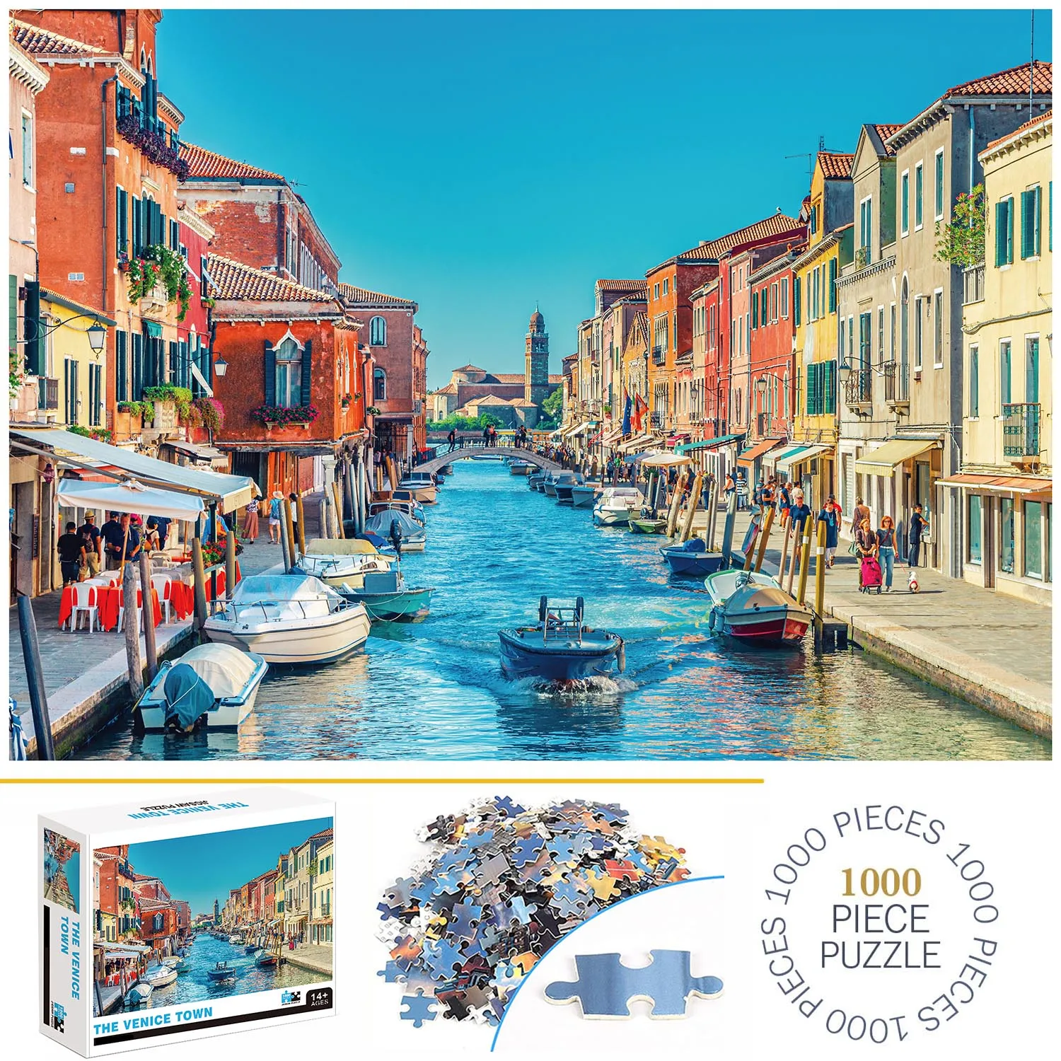 1000 Pieces The Venice Town Jigsaw Puzzles for Adults Home Decor Games Family Fun Floor Puzzles Educational Toys for Kids