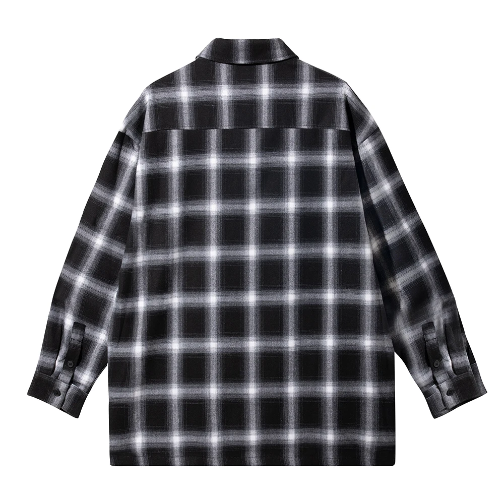 Color Block Plaid Patchwork Long Sleeve Shirts for Men and Women Lapel Baggy Y2k Camisas Ropa Hombre Oversized Checkered Tops