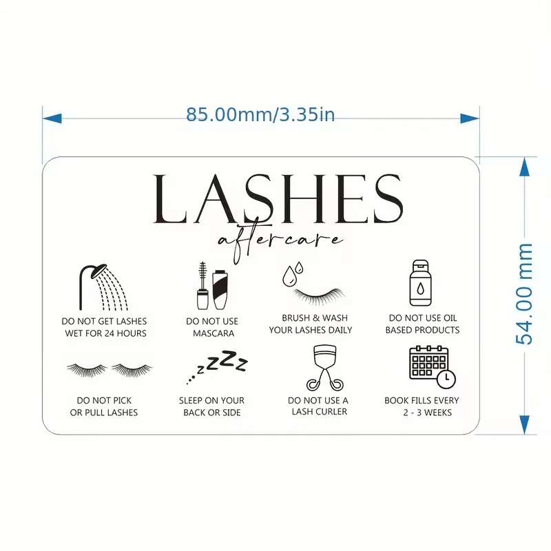 PVC Eyelash Care Cards round Corner Waterproof Business Visit Single-Sided Printing Transparent And White Options Available for