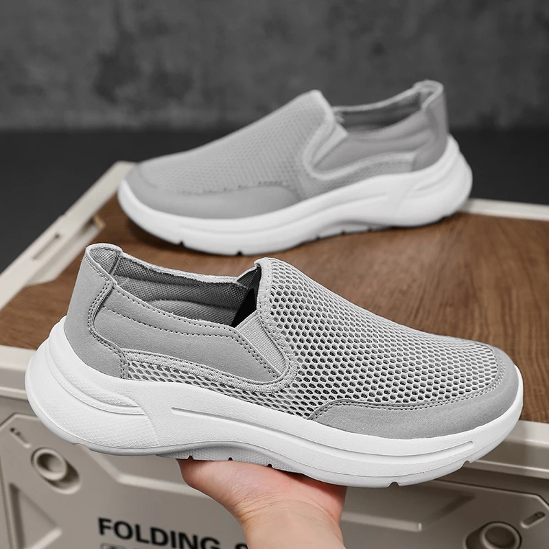 Mens Slip-on Sporty Soft Breathable Shoe Men Lightweight Sneakers Mesh Athletic Walking Loafers Original Zapatos Hombre