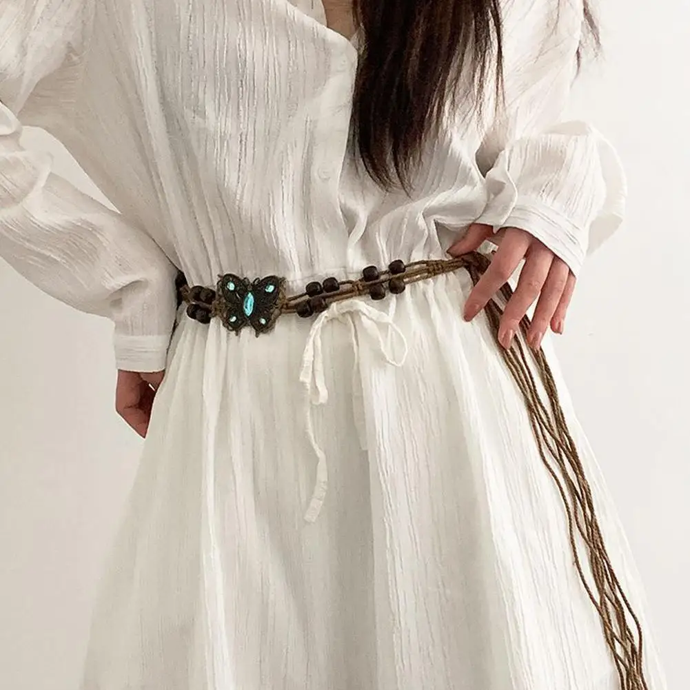 2025 جديد البوهيمي المنسوجة الخصر حبل حزام الرجعية العرقية الزخرفية الخصر سلسلة للنساء ، الكورية نمط عارضة الإكسسوارات #2