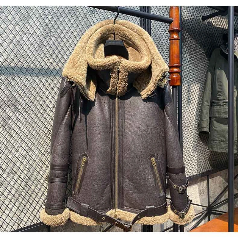 

Genuine Sheepskin Jackets for Men 2023 Winter Natural Fur Coat Male Warm Flight Suit Real Fur Coats Mens Jacket Ropa Hombre