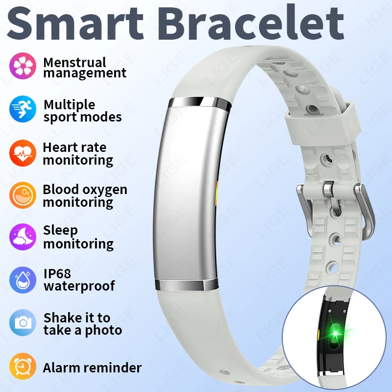 

LIGE Luxury Smartwatch Ultra-thin body IP68 Waterproof Blood Oxygen Monitoring Menstrual Management Smart Bracelet For Women Men