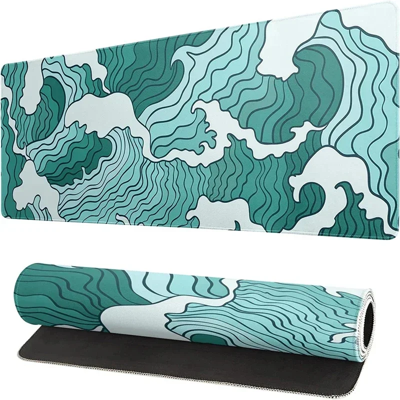 

Green Great Wave Gaming Mouse Pad Japan Carpet Deskmat Custom Mousepad XXL Mouse Mat Soft Office Natural Rubber Desktop Mousepad