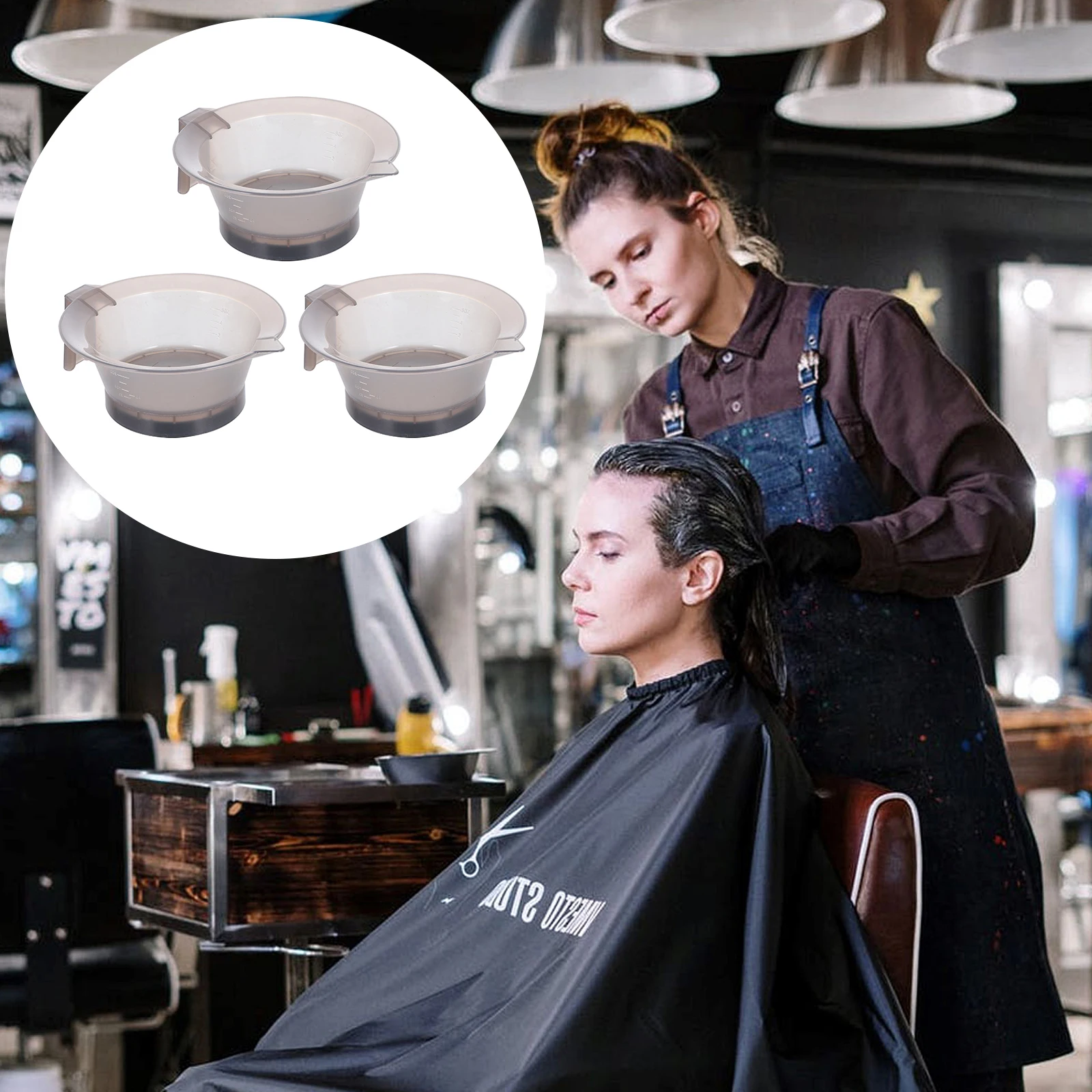 

3Pcs Quality Plastic Hair Dye Bowl Set Professional Mixing Tint Bowls for Hair Coloring & Tinting