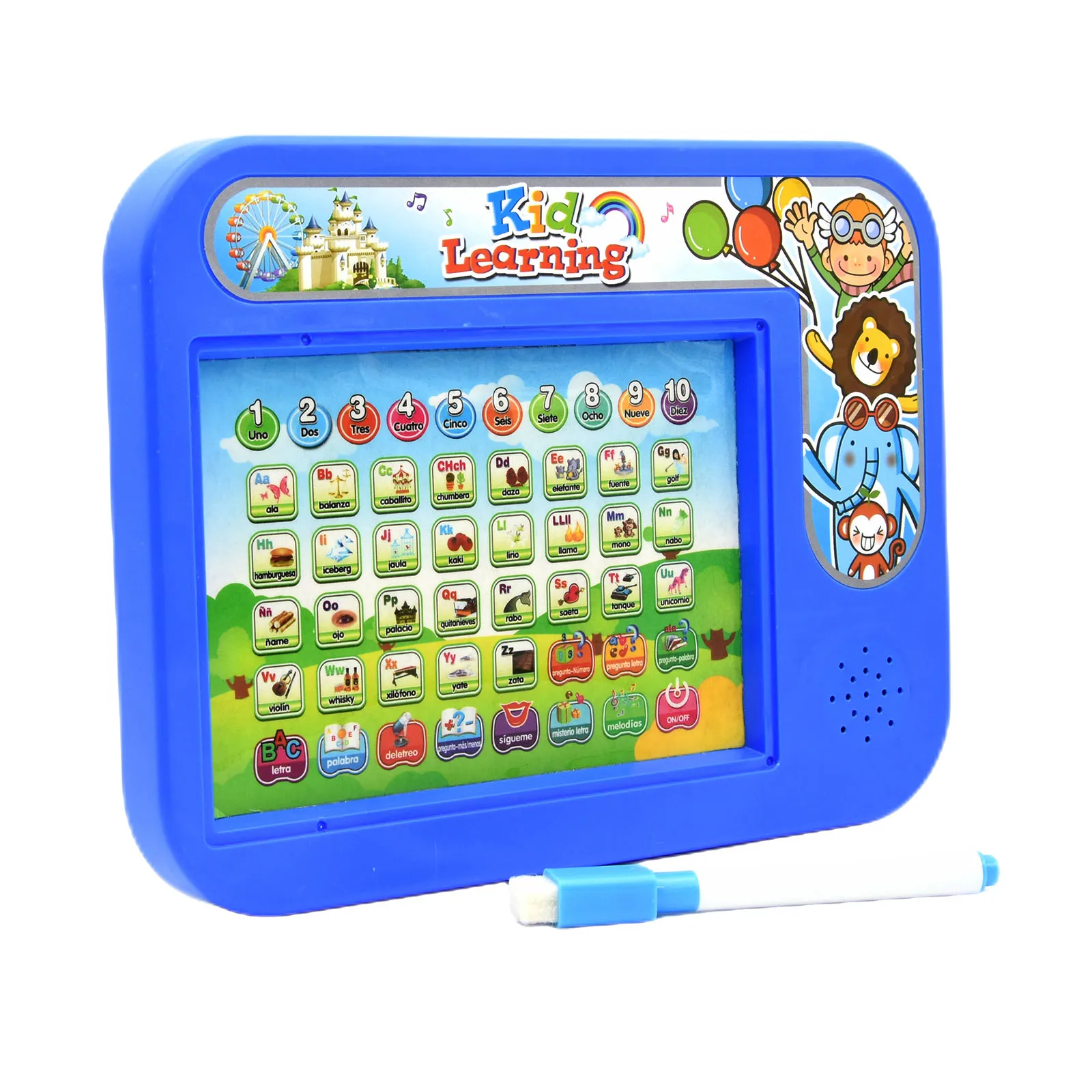 Spanish English Interactive Learning Tablet 2 in 1 Touch Screen Pad Hand-Painted Plate for Kids Alphabet Numbers Education Gift