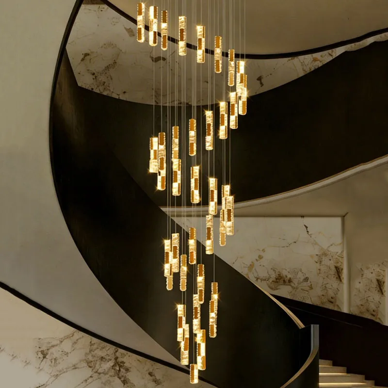 Modern Home Decoration Crystal Chandelier, Stair Pendant Lamp, Living Room Pendant Lights, Interior Lighting