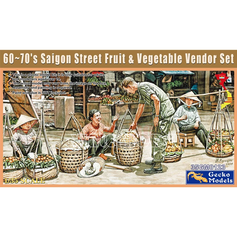 

Gecko model plastic assembly model kit 35GM0123 60 '~ 70's Saigon Street Fruit & Vegetable Vendor Set 1/35