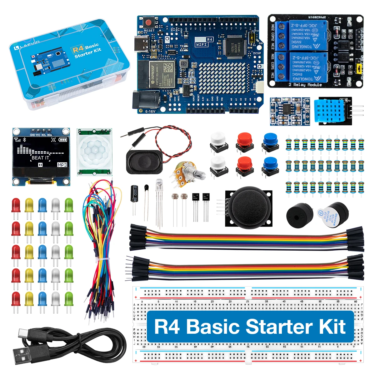 

Complete Starter Kit for Arduino R4 with Tutorial Updated DIY Electronics Learning Set with Box