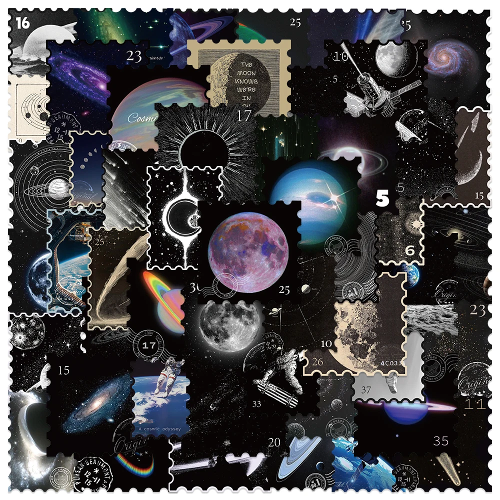 50 Stück Mysteriöse Universum-Aufkleber Weltraum-Galaxie-Sticker Laptop Handy Vinyl-Aufkleber Journal-Zubehör Ästhetische Trendige Dekoration