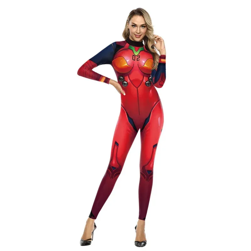 Asuka Langley cosplay tuta Zentai costume adulti bambini Asuka Langley Soryu parrucca fermagli per capelli Carnevale di Halloween Costumi Purim