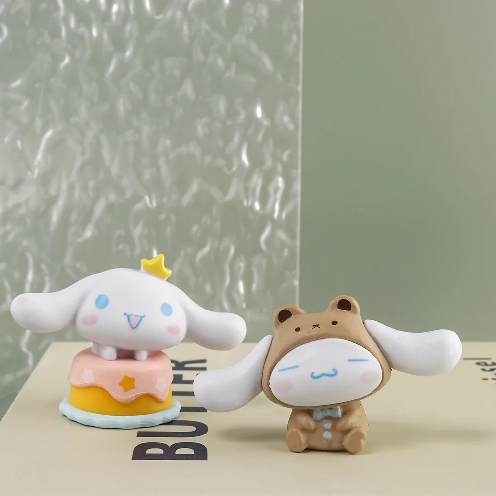 6 szt. Figurki Anime Kawaii MINISO Cinnamoroll Kuromi lalka truskawkowy niedźwiedź figurki do dekoracji ciasta zabawki prezenty dla dzieci