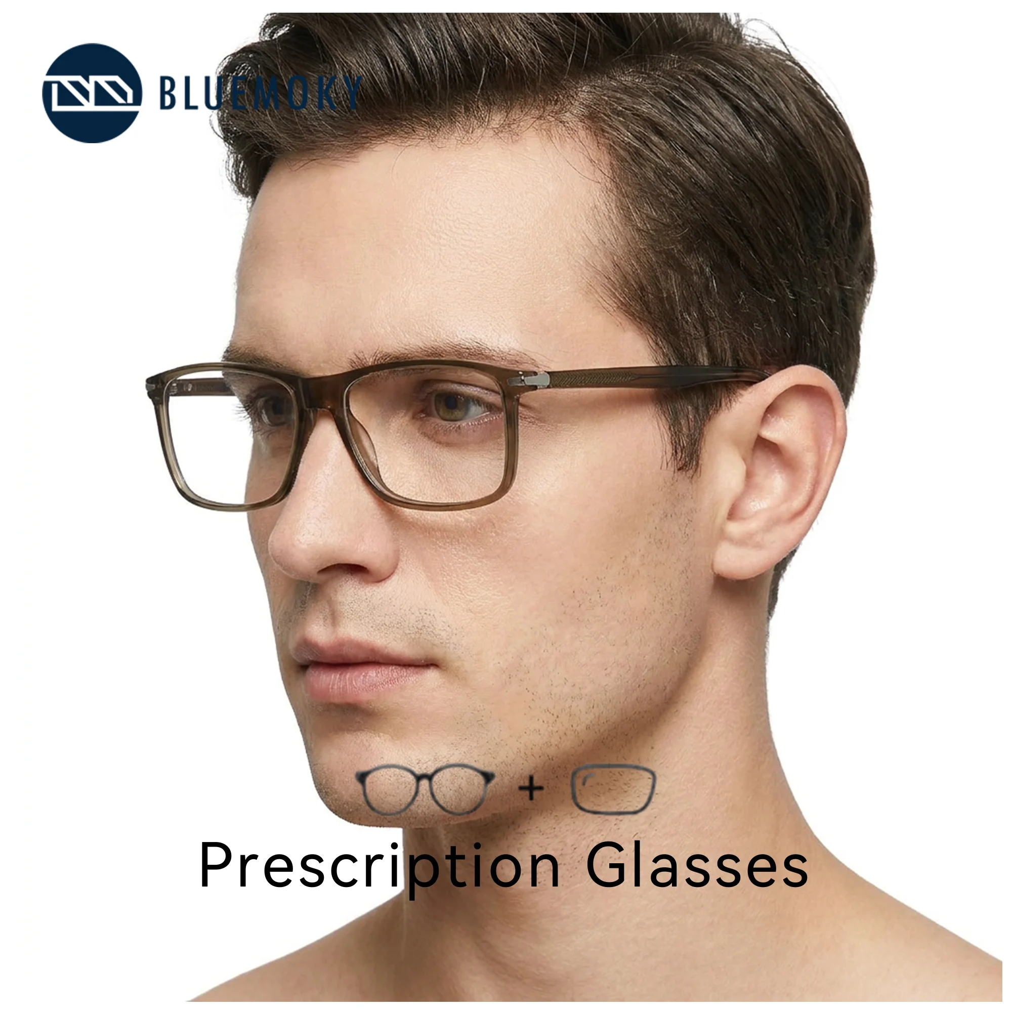 BLUEMOKY Modish Acetate Rectangle Prescription Glasses Progressive Lenses With Myopia Degree For Men  Optical Eyeglasses