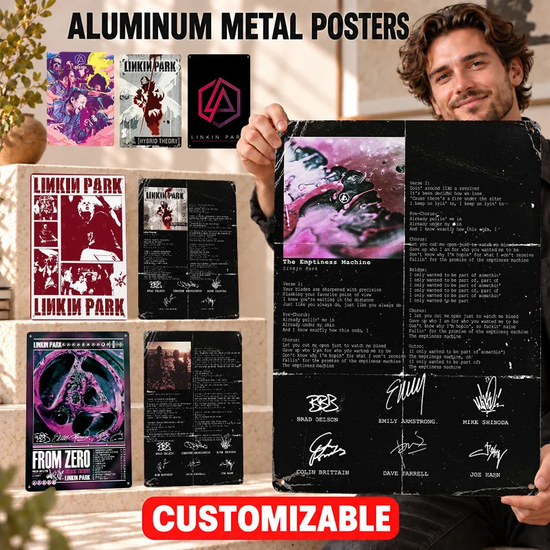 Linkin Park Printed Posters Aggressive Stage Design Collector Room Wall Art Personalized Aluminum Metal Sign Guitar Lover Gift