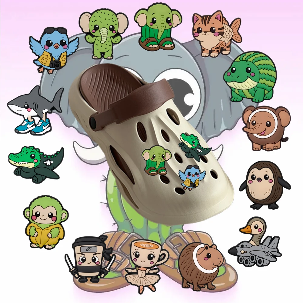 14Pcs Hot sales Cartoon Brainrot Series PVC Shoe  AccessoriesPVC  Sandal Wristbands Decorations Shoes Ornaments Buckle Gifts