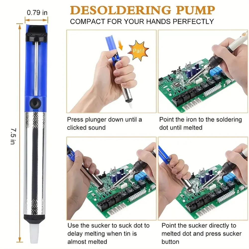 Aluminum Metal Desoldering Pump Suction Tin Gun Soldering Sucker Pen Removal Vacuum Desoldering Pump Tool