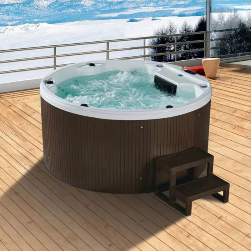 2-Seater Outdoor Inflatable Massage Tub, 130 Portable Bubble Jets, Heated Hot Spa for Garden & Poolside