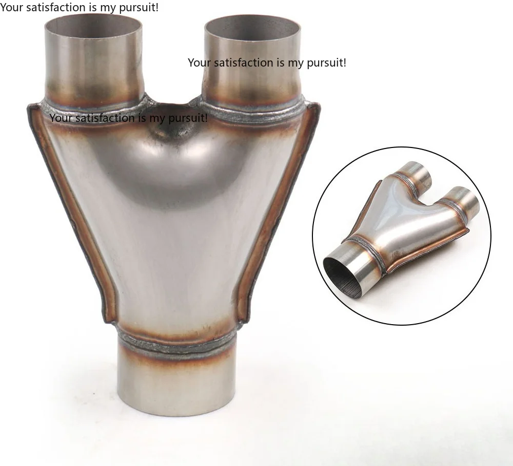 Suitable for automotive modification stainless steel exhaust Y-pipe adapter 2/2.25/2.5/2/3 inch 3-way pipe