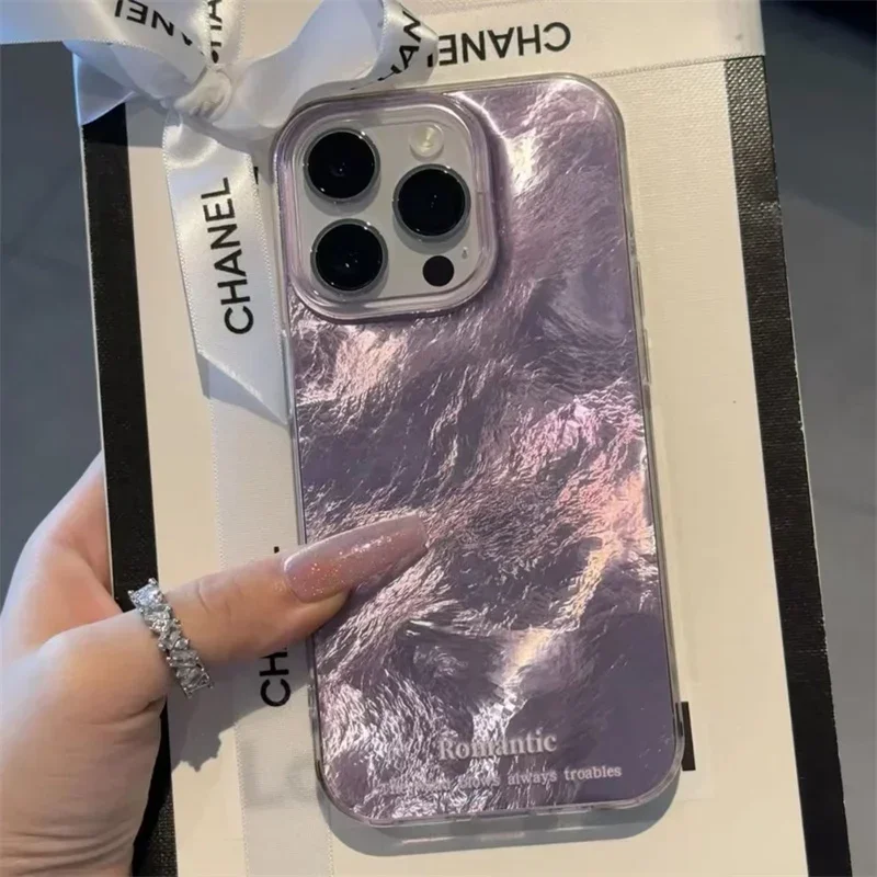 Mint Green Gradient Phone Case for IPhone 17 16 15 14 13 12 11 Pro Max 17 Air 14 Plus 16E Vortex Texture Silver Plated Cover
