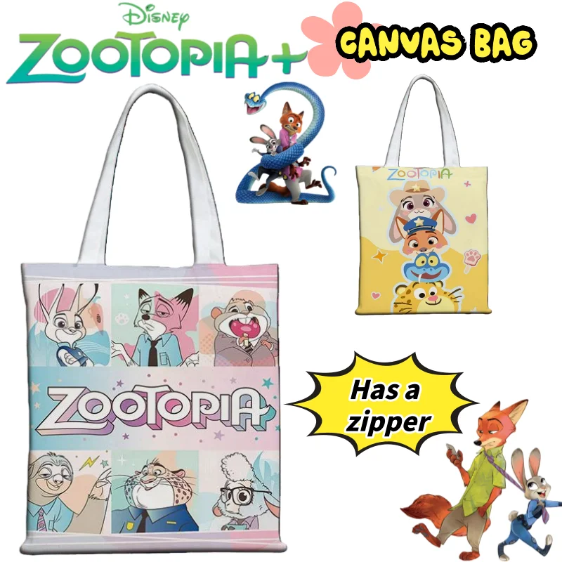 

Симпатичная холщовая сумка Disney Zootopia New Judy Nick, холщовая сумка, студенческая учебная сумка, мультяшный принт, большая вместимость, простая и стильная