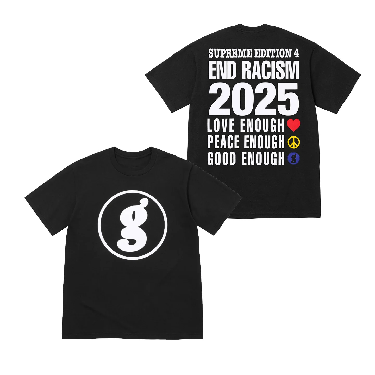 

Sup25SS Love and Peace Printed Summer Pure Cotton Men's and Women's Loose Sport All-match Short Sleeve T-shirt