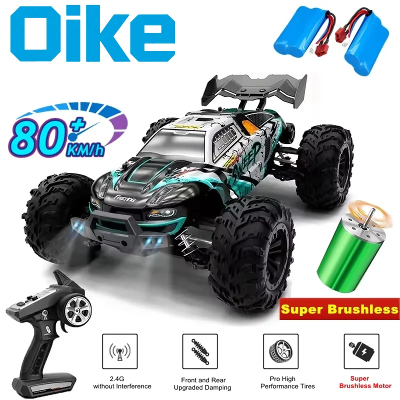 Oike 4WD Super Brushless 80KM or 50KM/H RC Car With LED Remote Control Cars High Speed Drift Racing 4x4 Off Road Buggy Truck Toy