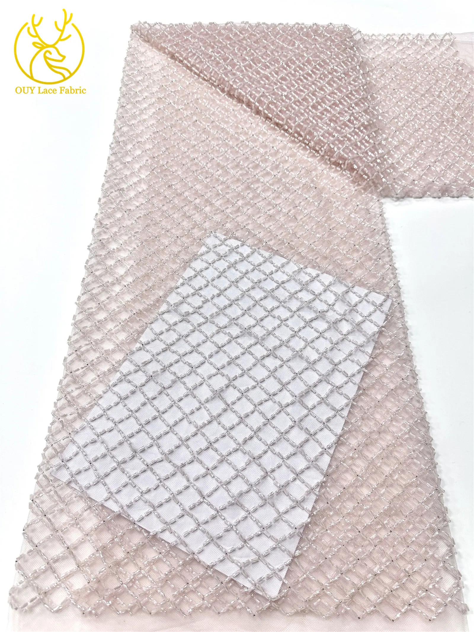 Luxuriöser französischer Perlenstickerei-Spitzenstoff 2026 – Französische Bugle-Perlen auf Mesh-Tüll-Spitze, nigerianisch, für Damen-Abendkleider, Nähmaterial, 5 Yards – Detail 19