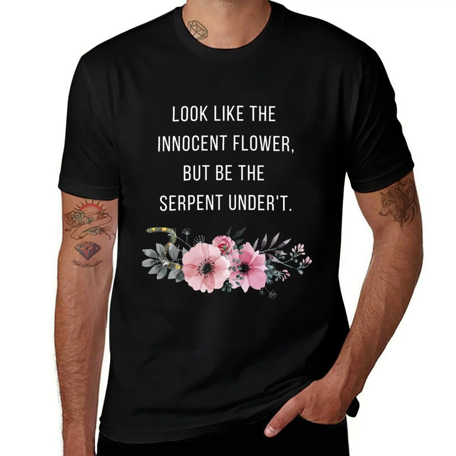 

Lady Macbeth Quote Look Like The Innocent Flower T-Shirt black cotton t-shirt plain for man package man t shirts for men T-Shirt