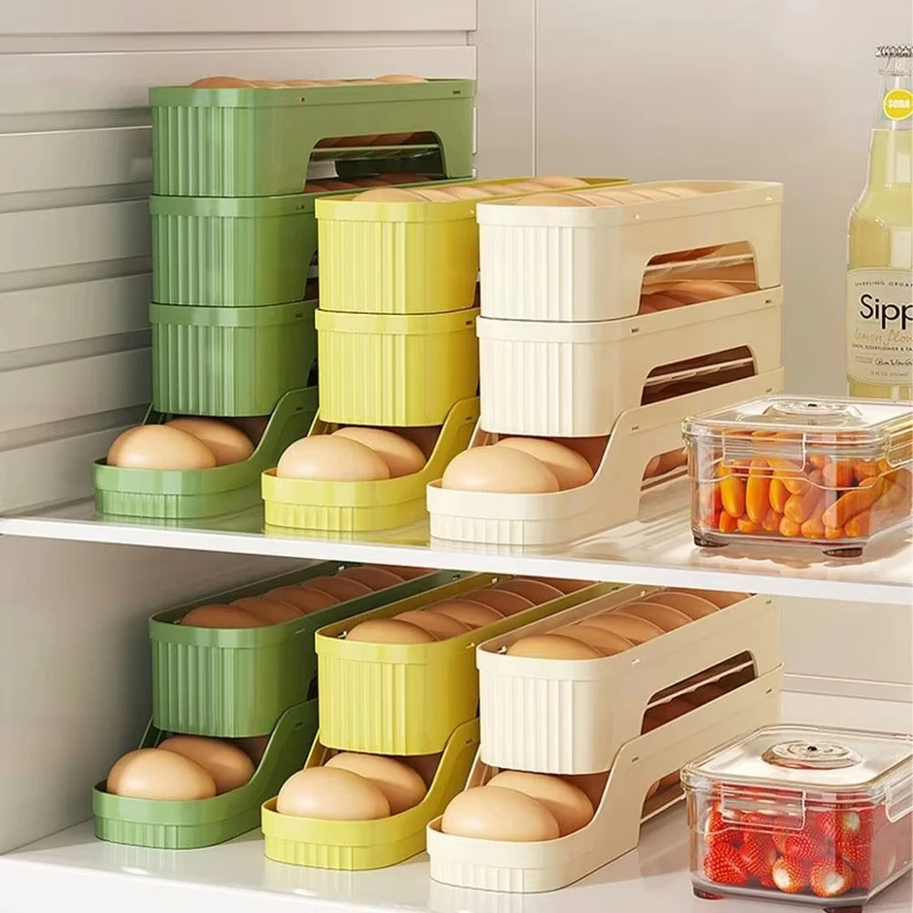 Rolling Slide Egg Storage Box Refrigerator Side Door Large-Capacity Automatic Egg Roller Food-Grade Storage Tool for Eggs