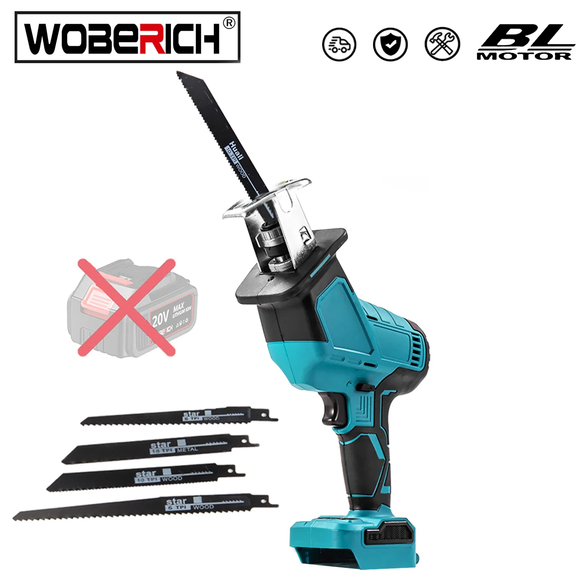 

Brushless Cordless Electric Reciprocating Saw Metal Wood Cutter Tool Variable Speed For Makita 18V Battery(Only host)By WOBERICH