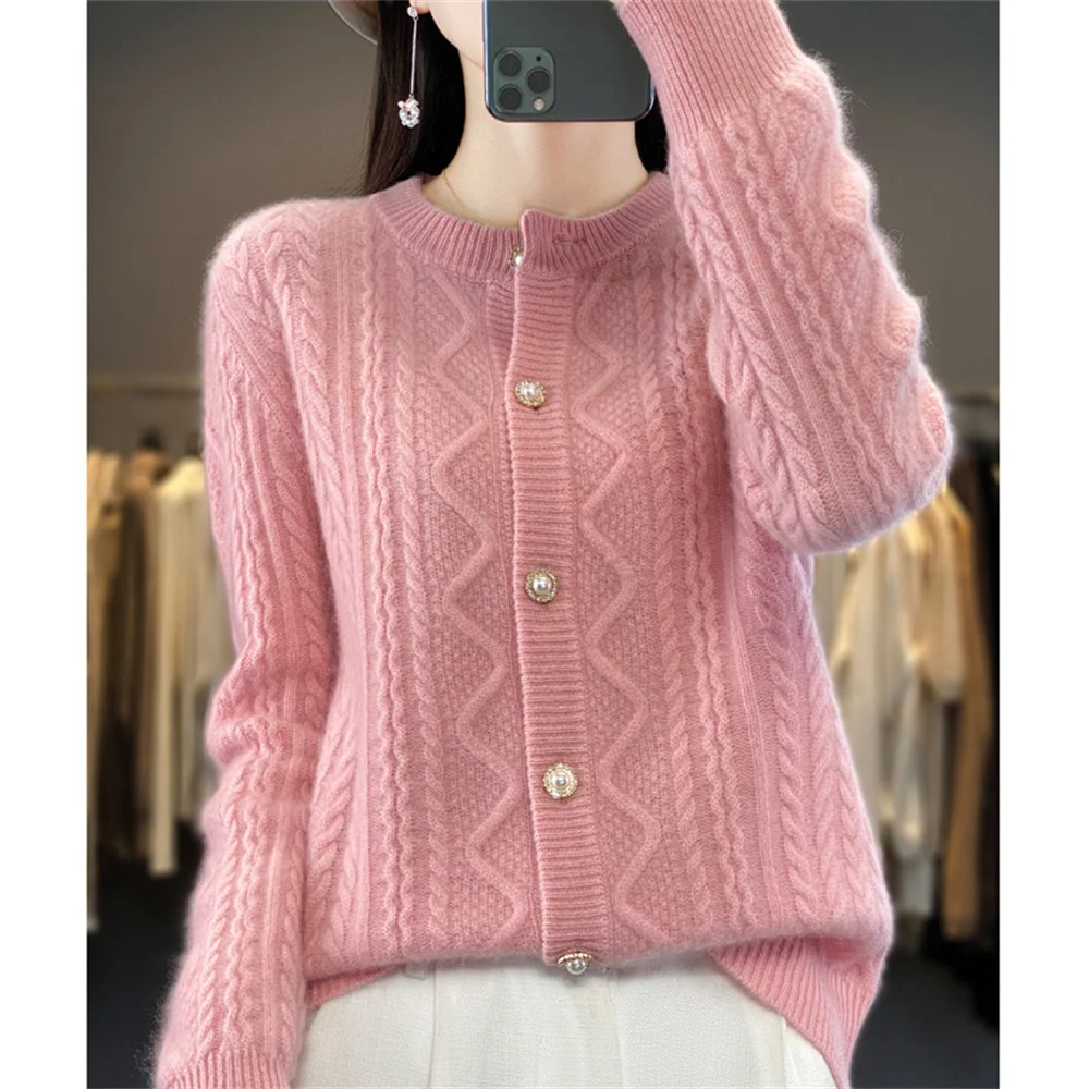 

Korean Autumn Winter Cardigan Sweater Jacket Women New Fashion Loose Long Sleeve Short Round Neck Knitted Sweater JJ869