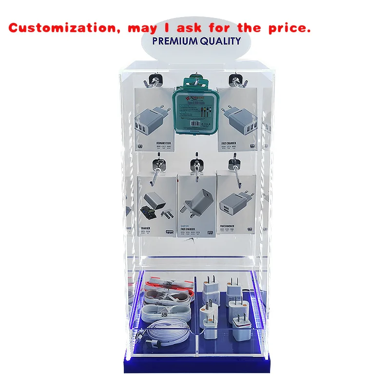 custom.Factory Customized Countertop Retail Acrylic Display Stand Round Countertop Smartphone Accessories