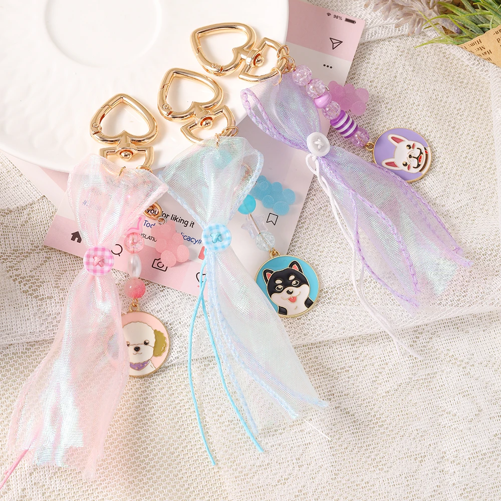 Aihua Fashion Haustier-Hund-Bären-Schlüsselanhänger, hübscher Satin-Hund-Taschenanhänger, Schlüsselanhänger, Handtaschen-, Rucksack-, Hosenanhänger, Dekoration, Geschenke – Detail 3