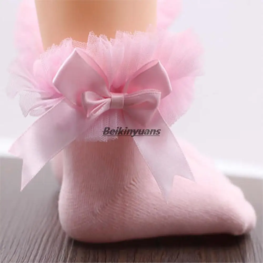 

Baby Sokken Princess Children Tutu Short Socks Girls Baby Sock Silk Ribbon Bowknot Lace Ruffles Cotton Ankle Socks Photography