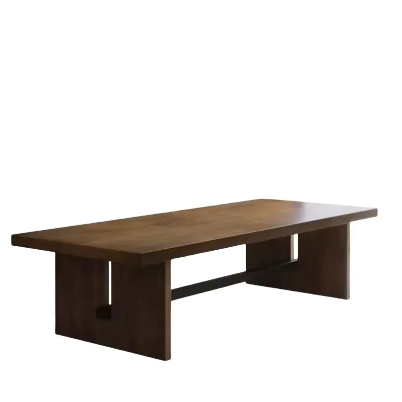 Simple modern log meeting long table desk workbench library solid wood large board table desk