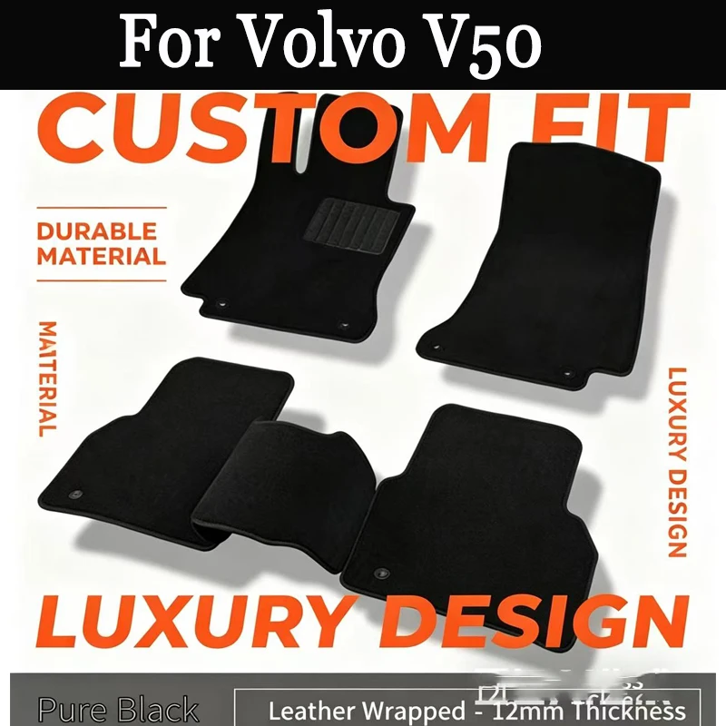 Juego de alfombras de velour para Volvo V50 station wagon (2004-2012) -Negro