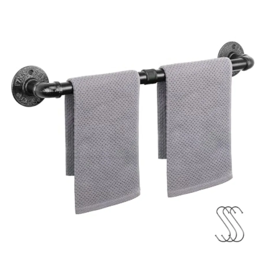 

Industrial Pipe Towel Rack Towel Bar Heavy Duty Wall Mounted Rustic Farmhouse Bath Towel Holder for Bathroom Black 24 inch
