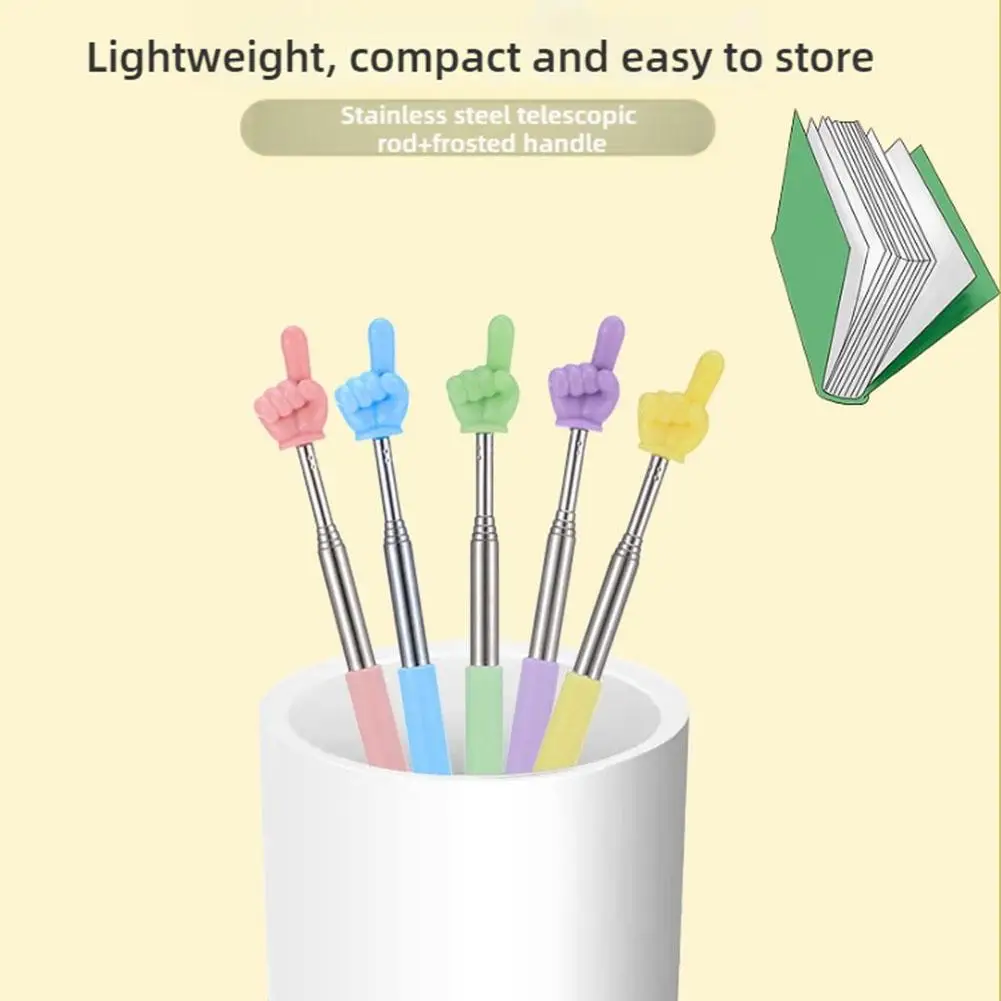 2025 NEW High-end Retractable Teacher Pointer Colored Finger School Non-slip Teaching Handle Steel Pointer Telescopic Y1X2