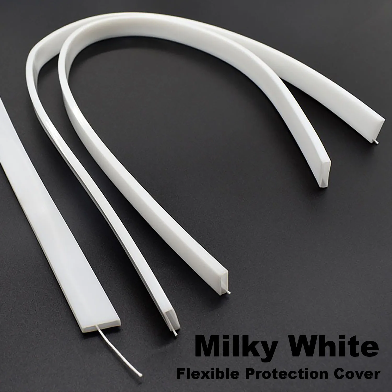 2835 5050 1210 LED Neon Silicone Tube Flexible Waterproof Cover, 8-12mm Light Strip Protective Sleeve, Milky White