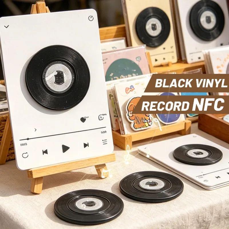 NFC Smart Fridge Magnet DIY Vinyl Record Design Custom Music Playback Magnet Decorative Refrigerator Sticker Rotating Magnetic