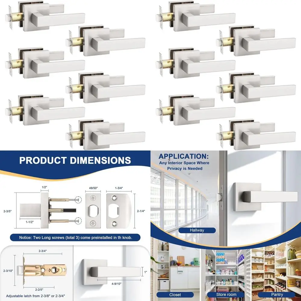 

Комплект из 6 внутренних дверных ручек из атласного никеля, прочные ручки рычага прохода для коридоров и шкафов, фурнитура для внутренних дверей (не свободно)