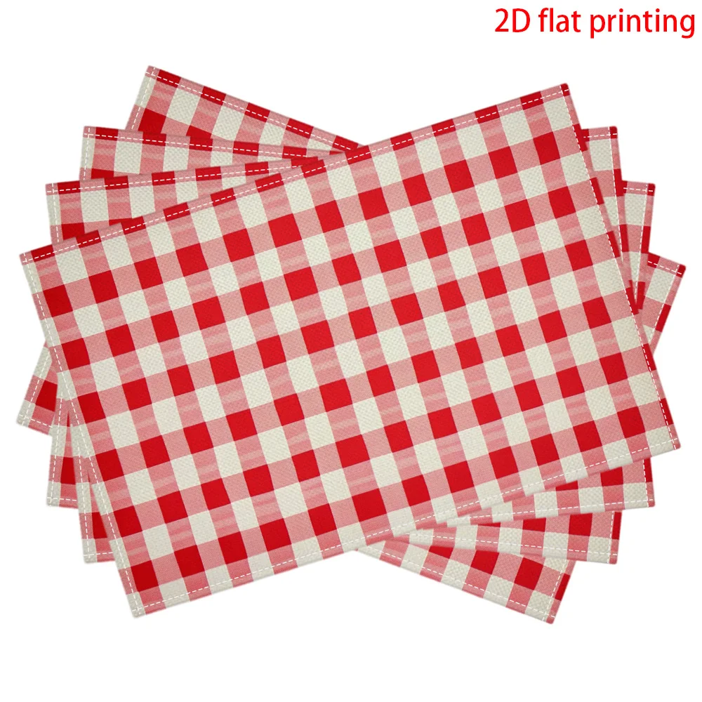 Plaid Pattern Heat Resistant Washable Table Placemats Kitchen Dining Decor 4 Piece Set
