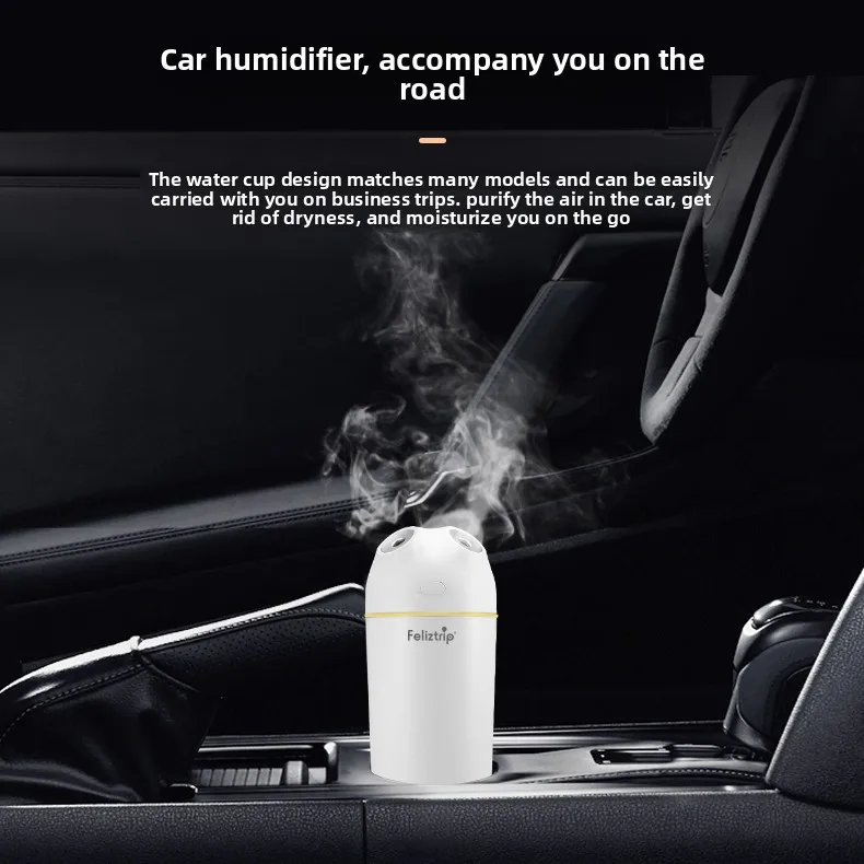 Feliztrip Dual Nozzle Humidifier 470ml Super Large Capacity Wireless Portable Atmosphere Light Night Light TR-SH015