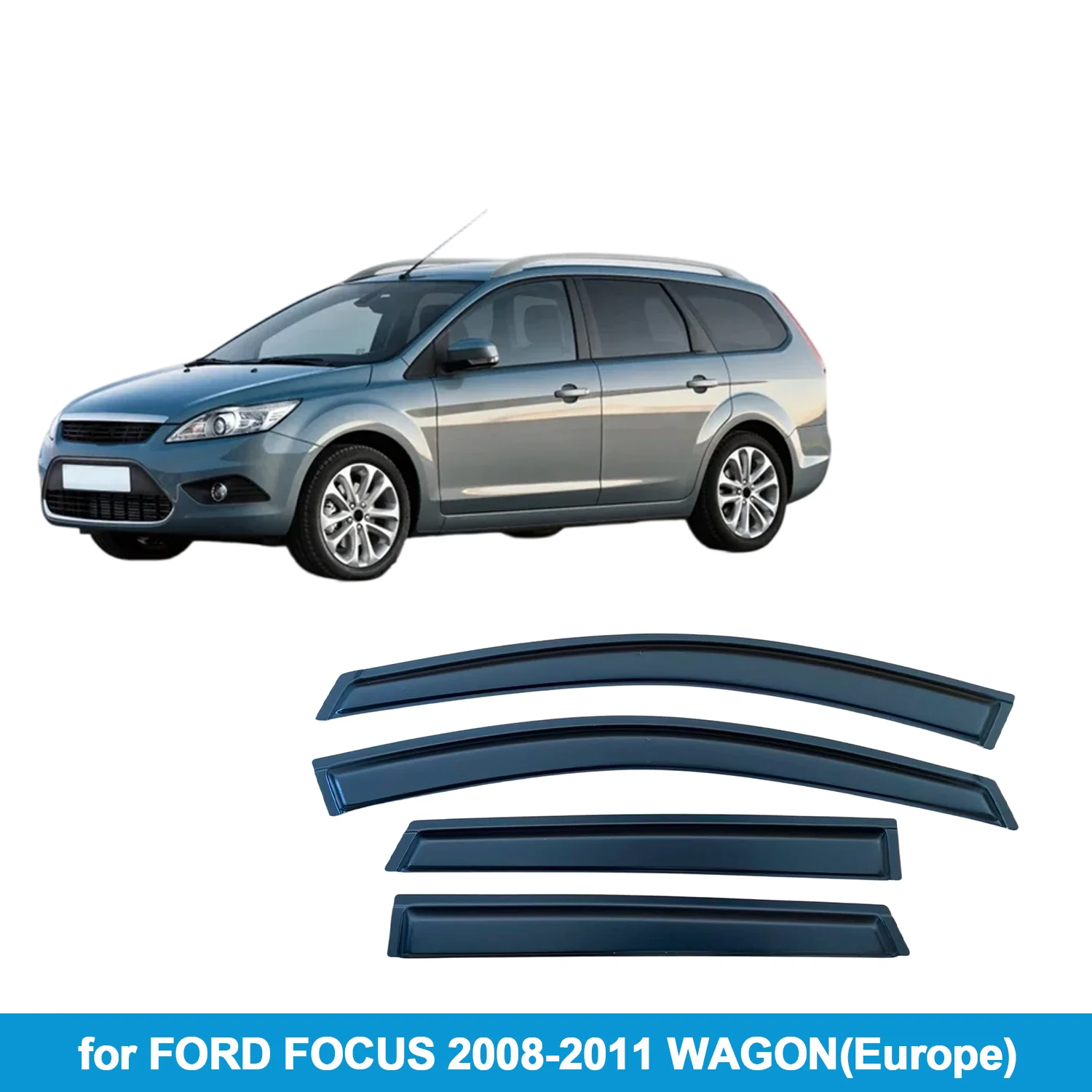 

Дефлекторы окон для FORD FOCUS 2008-2011 WAGON EUROPE, защита от дождя, боковые вентиляционные накладки, внешние, на клейкой ленте