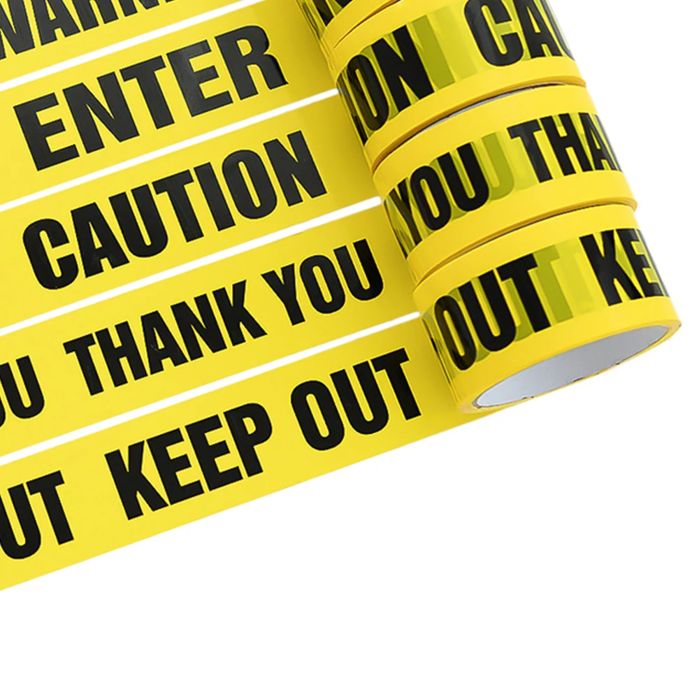 48mm*25m Yellow Warning Sign Tapes DIY Sticker Caution Danger Barrier Safety Reminder Construction Birthday Party Decorations