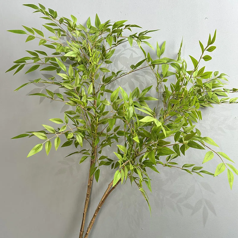

113cm Artificial Nandina Plastic Green Plants Floral Home Bedroom Decorative Simulation Nandinas Window Decoration Display Plant