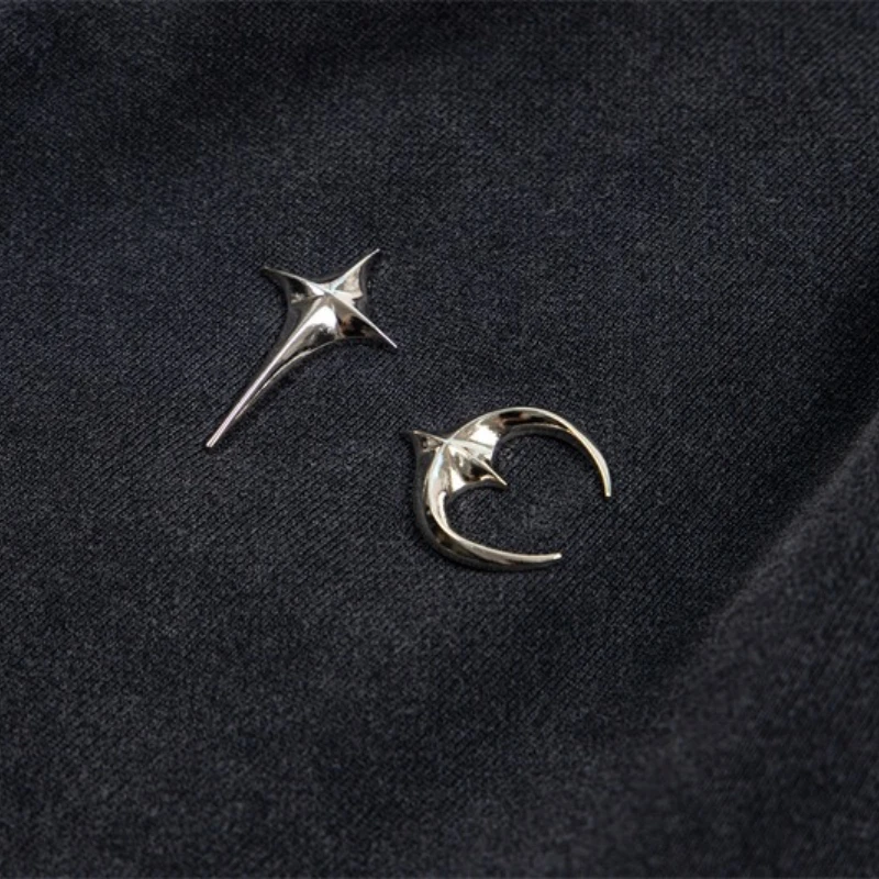 Thug Club 2026 New Summer Streetwear Hip-Hop Style Patchwork Washed Distressed Star Moon Silver-Tone Loose-Fit Shorts - Image 6