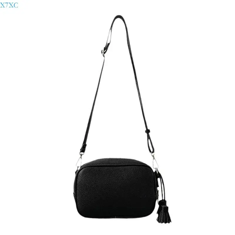 X7XC Practical Tassels Crossbody Bag For Everyday Use PU Leather Shoulder Bags Adjustable Strap Small Square Handbag